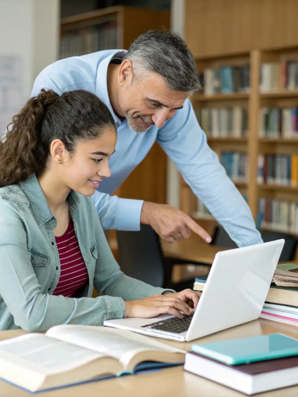 An instructor providing personalized feedback to a student during a one-on-one session, emphasizing the personalized learning approach.