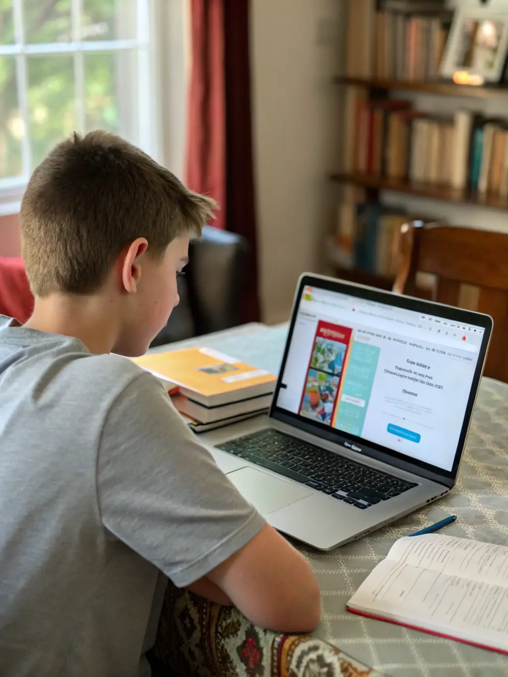A student happily working on a WordPress website design project on their laptop, showcasing the practical application of the course.